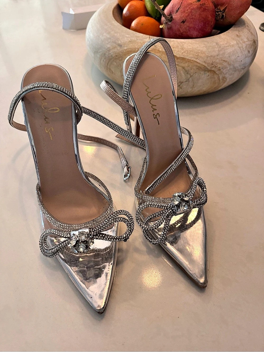 LULUs Rhinestone Bow Pointed-Toe Heels - Picture 4 of 7